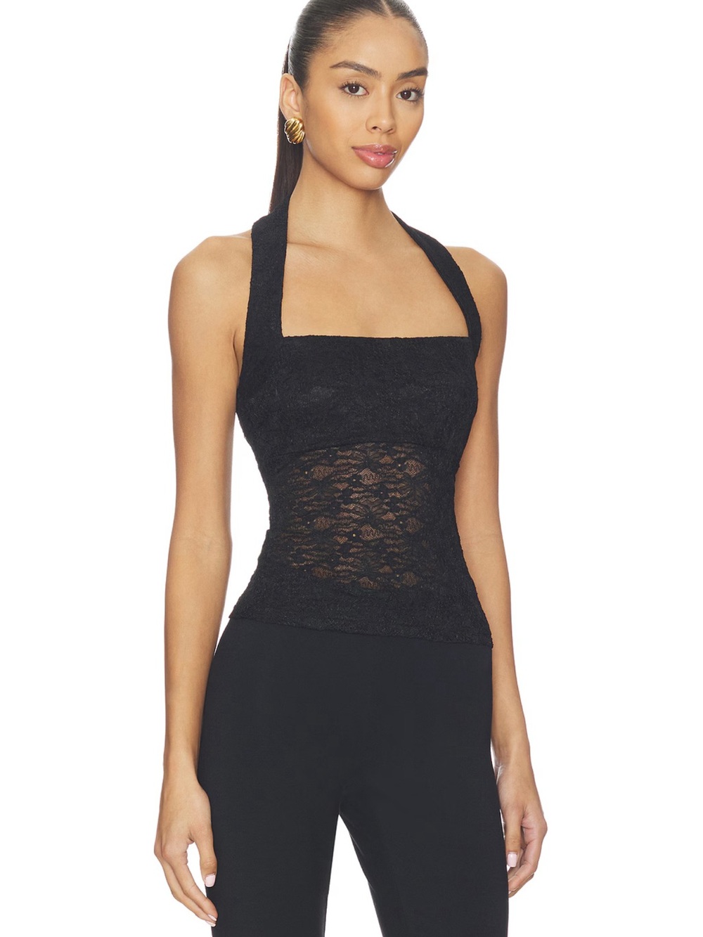 Lioness Revolve Palisades Halter Top Noir Black Lace $55